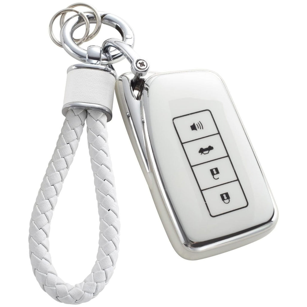 Silver Edge Car Key Cover with Matching Key Chain Pendant – Protective Key Case