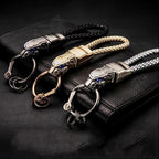 Hand-Woven Leather Keychain – Cowhide & Metal Unisex Key Ring Accessory