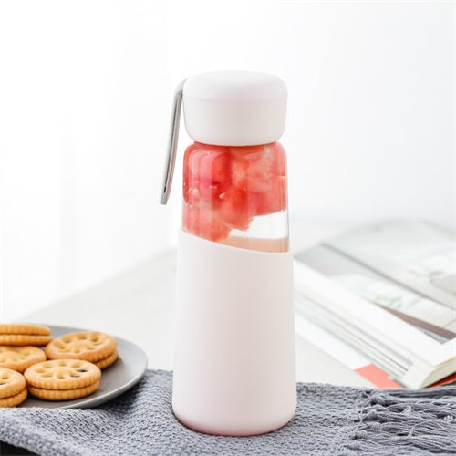 ZOOOBE 400ml Portable Glass Water Bottle with Silicone Sleeve – Heat-Resistant Coffee & Travel Tumbler
