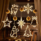 Christmas LED Suction Cup Chandelier – Battery-Powered Santa, Snowman & Elk Holiday Window Lights