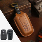 Crazy Horse Leather Car Key Case – Premium Cowhide Key Holder for 2 & 3 Keys