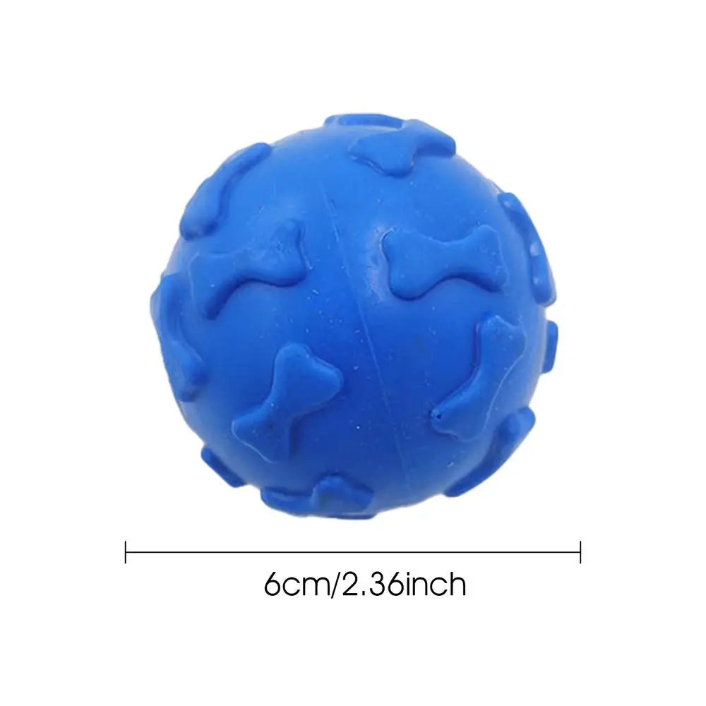 Squeaky Dog Toy for Aggressive Chewers – Durable Food-Grade Chew Ball with Bone Pattern | Enrichment Toy for Puppies & Dogs