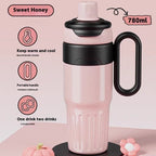 780ml Gradient Double-Wall Stainless Steel Thermal Cup – Large Capacity Coffee & Drink Thermos with Lid and Straw for Men & Women