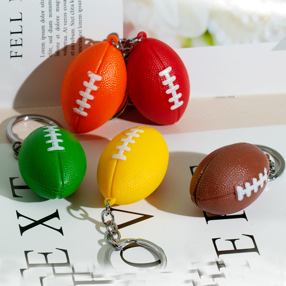 Non-Foam Tumble-Resistant Football Keychain – Korean Style Metal Sports Key Ring