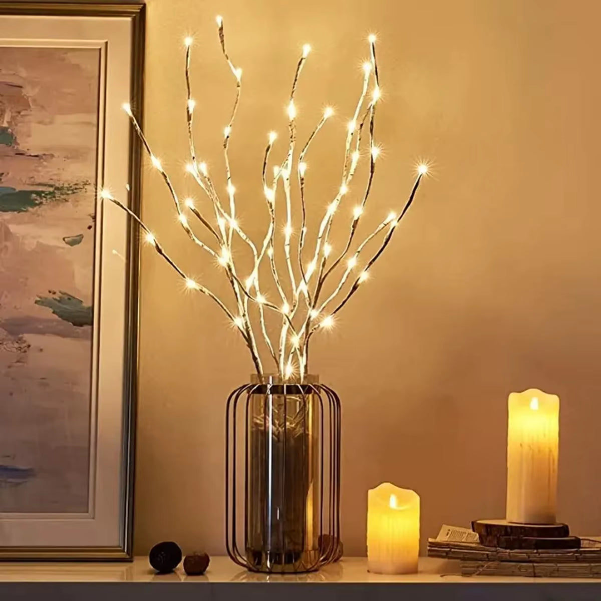 LED White Birch Branch Light – 72cm Battery-Operated Twig Tree Lamp (Warm White) for Christmas, Wedding, Home & Outdoor Decoration