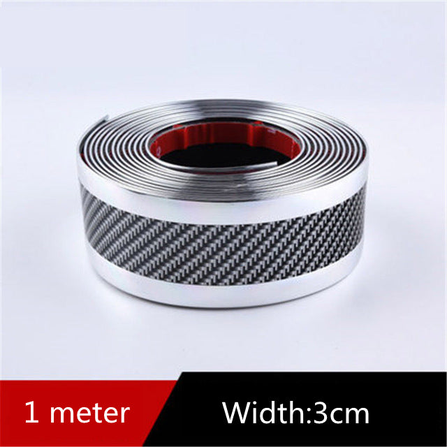Carbon Fiber Pattern Car Door Sill Sticker – 1M Decorative & Protective Bumper Strip