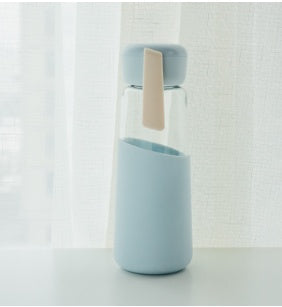 ZOOOBE 400ml Portable Glass Water Bottle with Silicone Sleeve – Heat-Resistant Coffee & Travel Tumbler