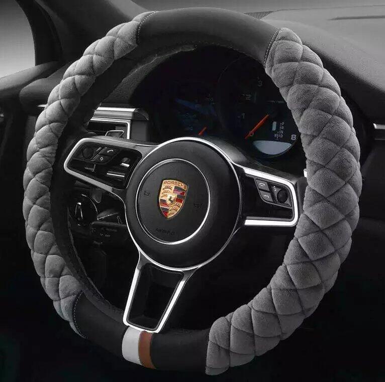 Universal Car Steering Wheel Cover – Cute Plush Footprint Winter Protector 38cm