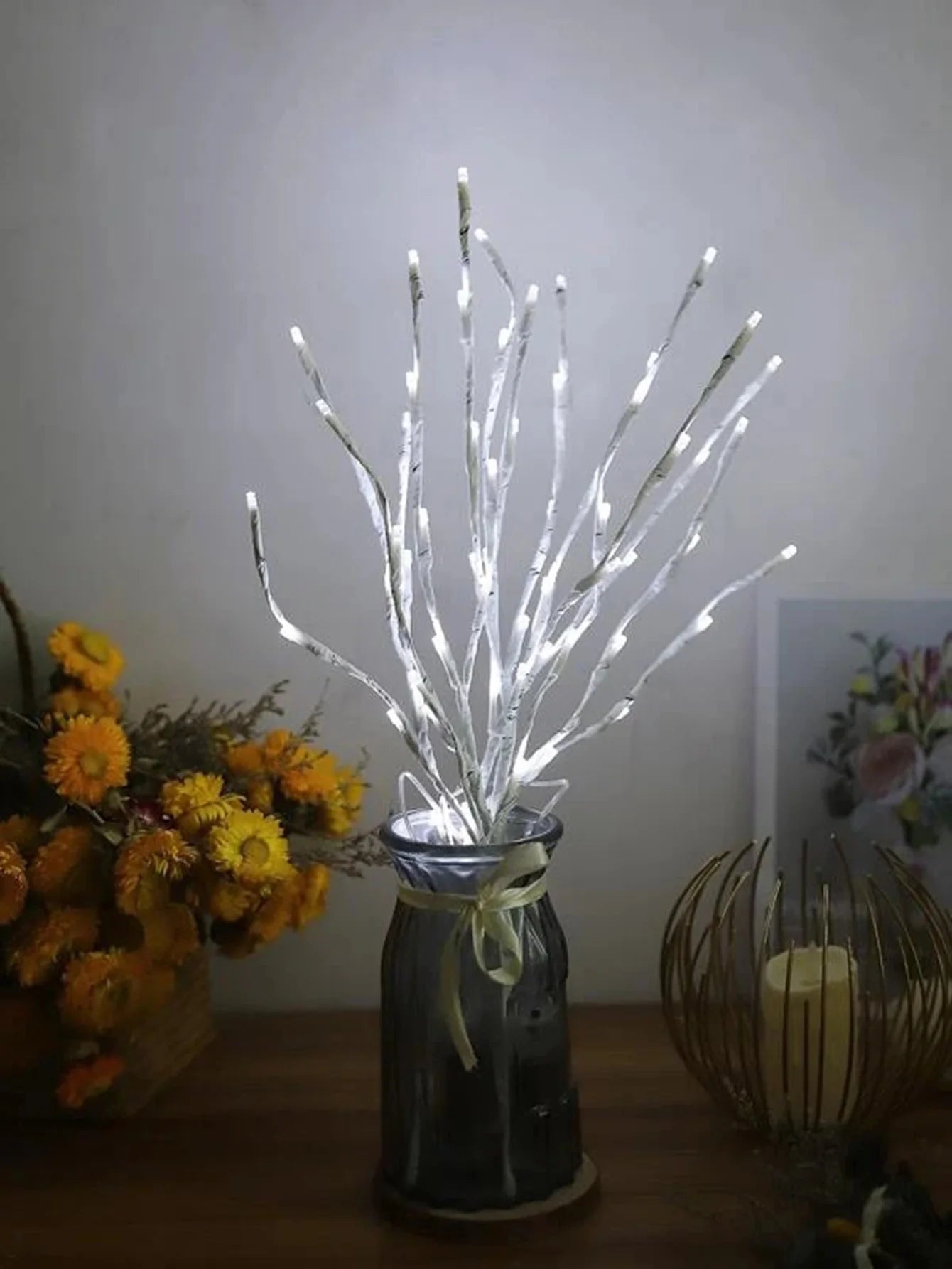 LED White Birch Branch Light – 72cm Battery-Operated Twig Tree Lamp (Warm White) for Christmas, Wedding, Home & Outdoor Decoration