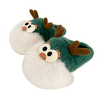 Cute Cartoon Christmas Deer Cotton Slippers – Warm Winter Indoor Home Shoes for Women