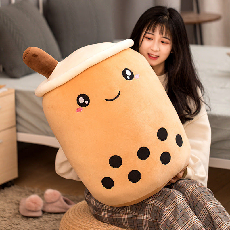 Cute Fruit Drink Plush Strawberry Milk Tea Boba Tea Cup Toy – Soft Stuffed Pillow Cushion Gift
