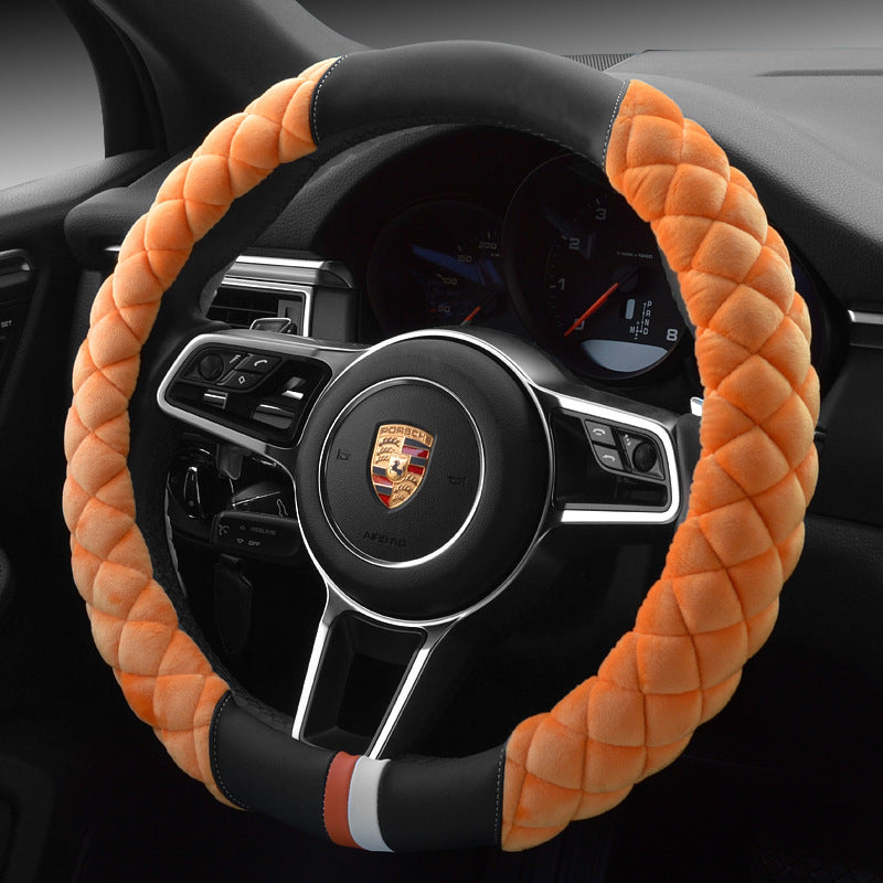 Universal Car Steering Wheel Cover – Cute Plush Footprint Winter Protector 38cm
