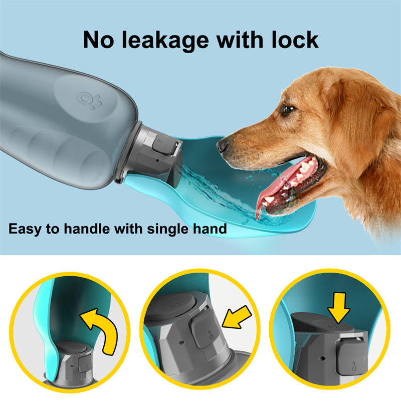 800ml Dog Water Bottle with Foldable Bowl – Portable Leakproof Pet Drinking Bottle for Outdoor Walking