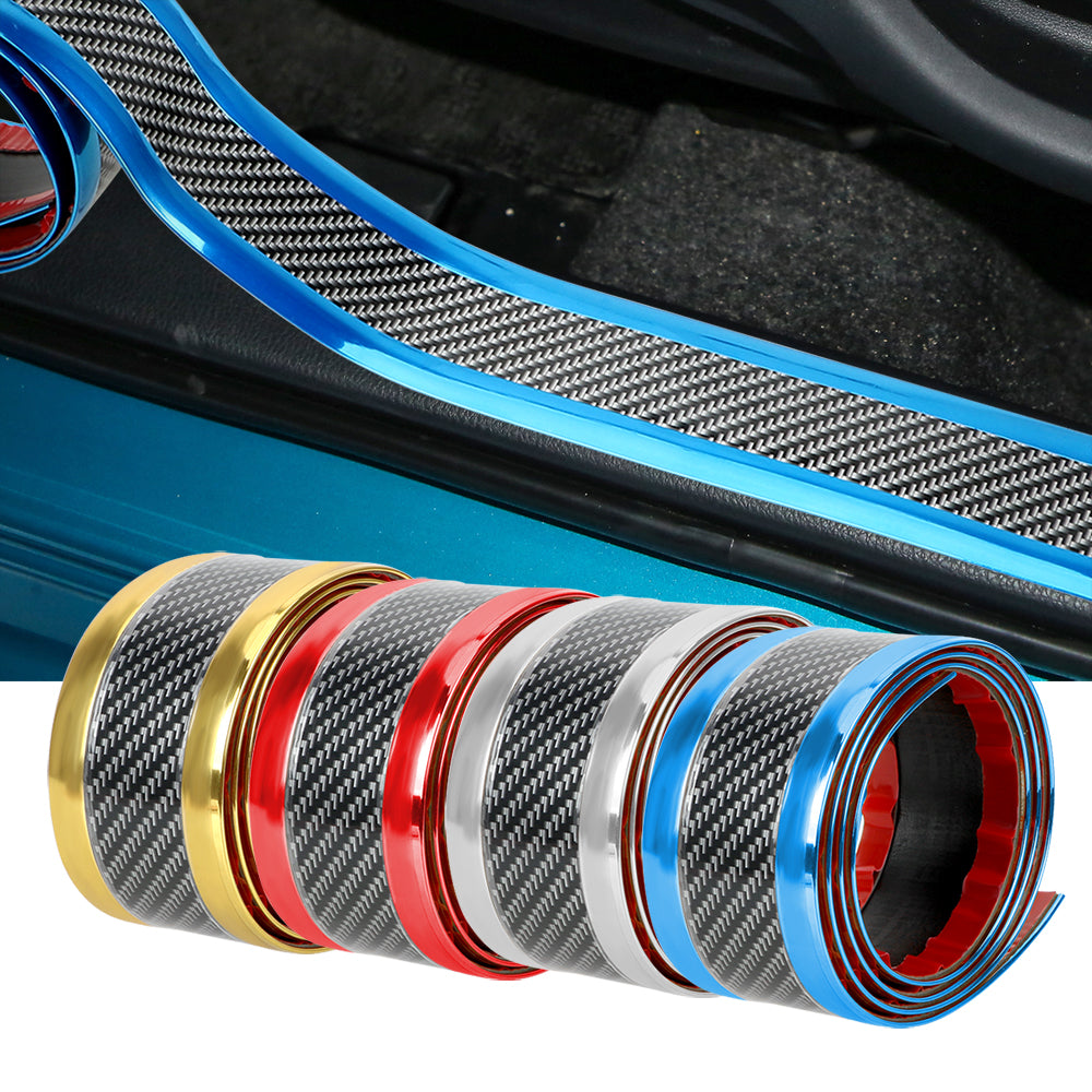 Carbon Fiber Pattern Car Door Sill Sticker – 1M Decorative & Protective Bumper Strip