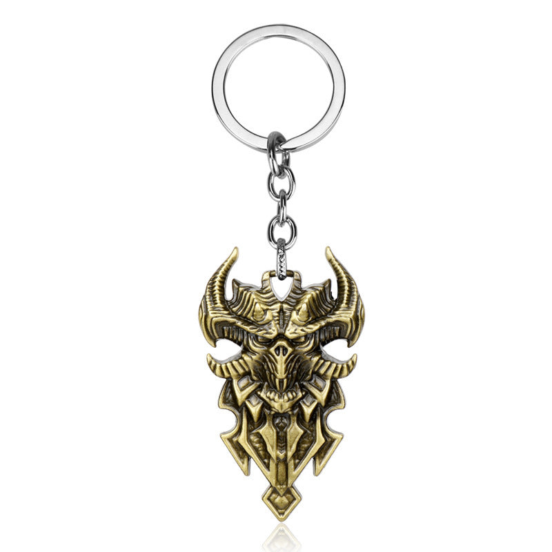 Sheep’s Head Shield Keychain Pendant – Electroplated Alloy Constellation Keychain Jewelry