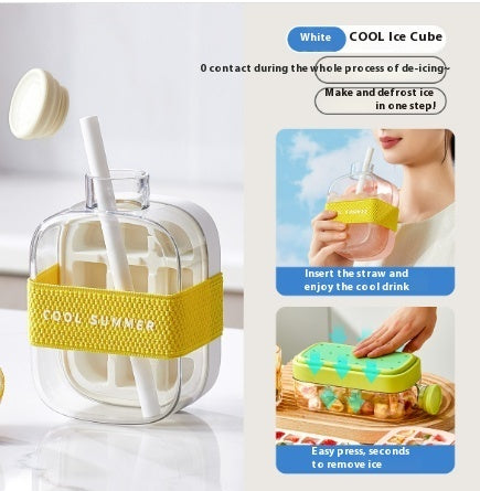 One-Click Ice Cooling Cup – Instant Ice Maker with Straw, Curling Mold & Portable Design