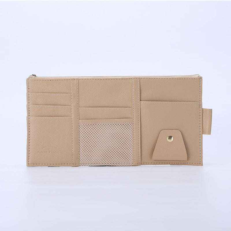 PU Car Storage Bag – Multifunctional Sun Visor Organizer for IDs, Glasses, and Tickets