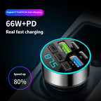 New PD Car Bluetooth MP3 Player – 3.1A Round Alloy Car Charger with Music Playback