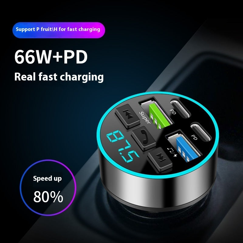 New PD Car Bluetooth MP3 Player – 3.1A Round Alloy Car Charger with Music Playback