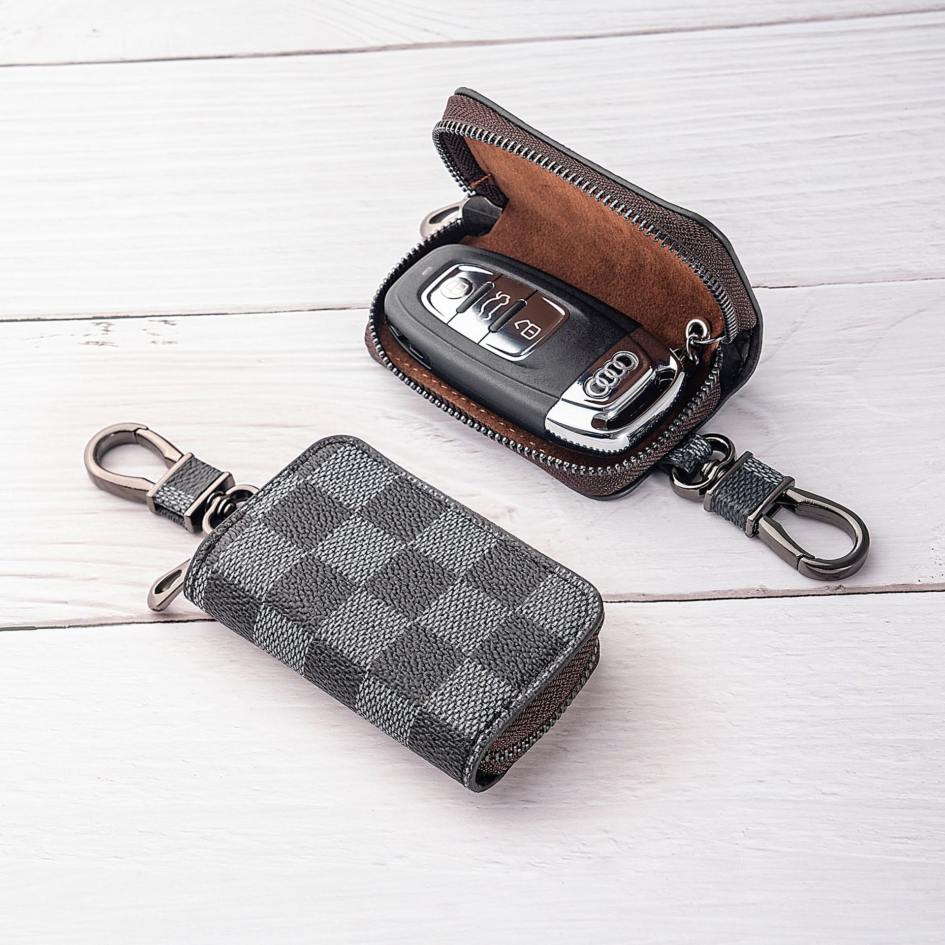 Fashion Plaid Car Key Protector – Stylish Business Key Cover
