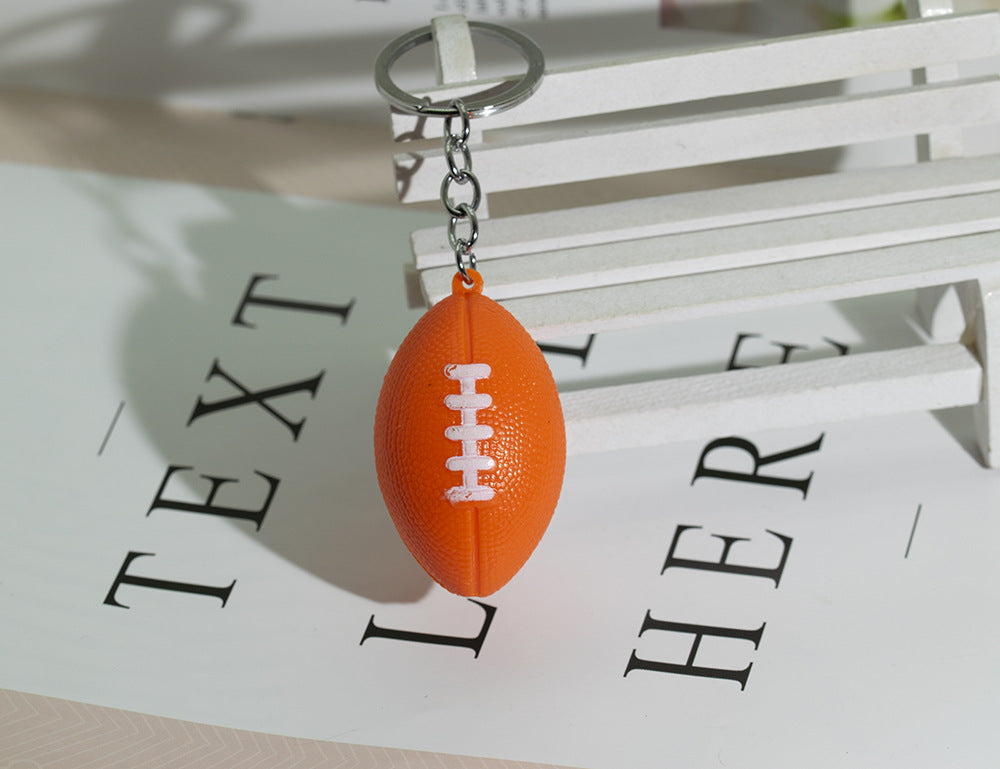 Non-Foam Tumble-Resistant Football Keychain – Korean Style Metal Sports Key Ring
