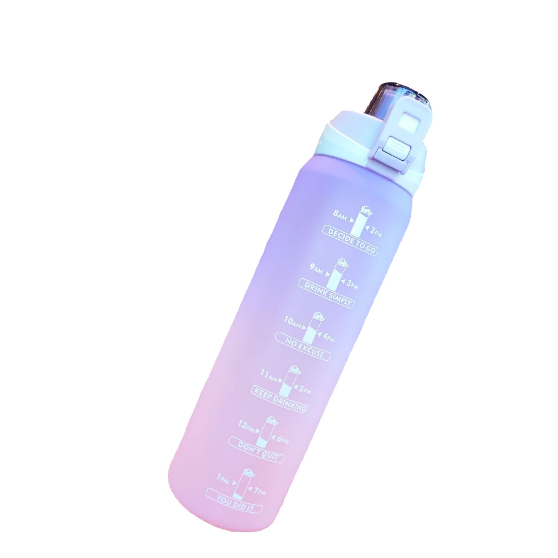Color Gradient Frosted Sports Water Bottle – Leak-Proof PC Plastic Handle Bottle for Fitness & Outdoor Use