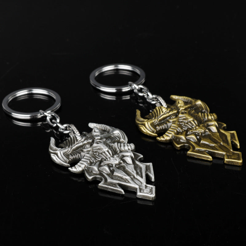 Sheep’s Head Shield Keychain Pendant – Electroplated Alloy Constellation Keychain Jewelry