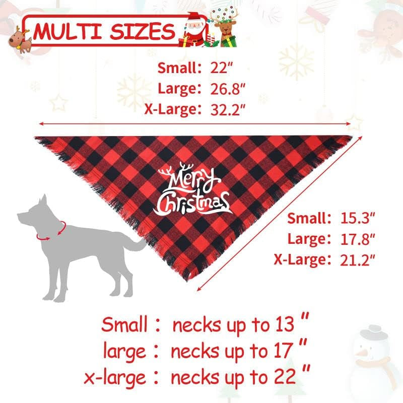 🎄 Christmas Dog Bandana | Classic Plaid Cotton Scarf for Dogs and Cats