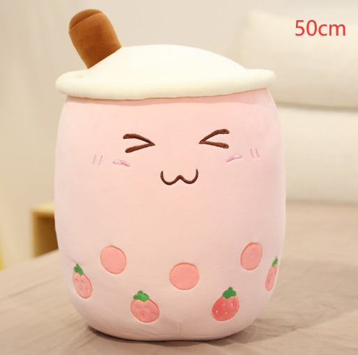 Cute Fruit Drink Plush Strawberry Milk Tea Boba Tea Cup Toy – Soft Stuffed Pillow Cushion Gift
