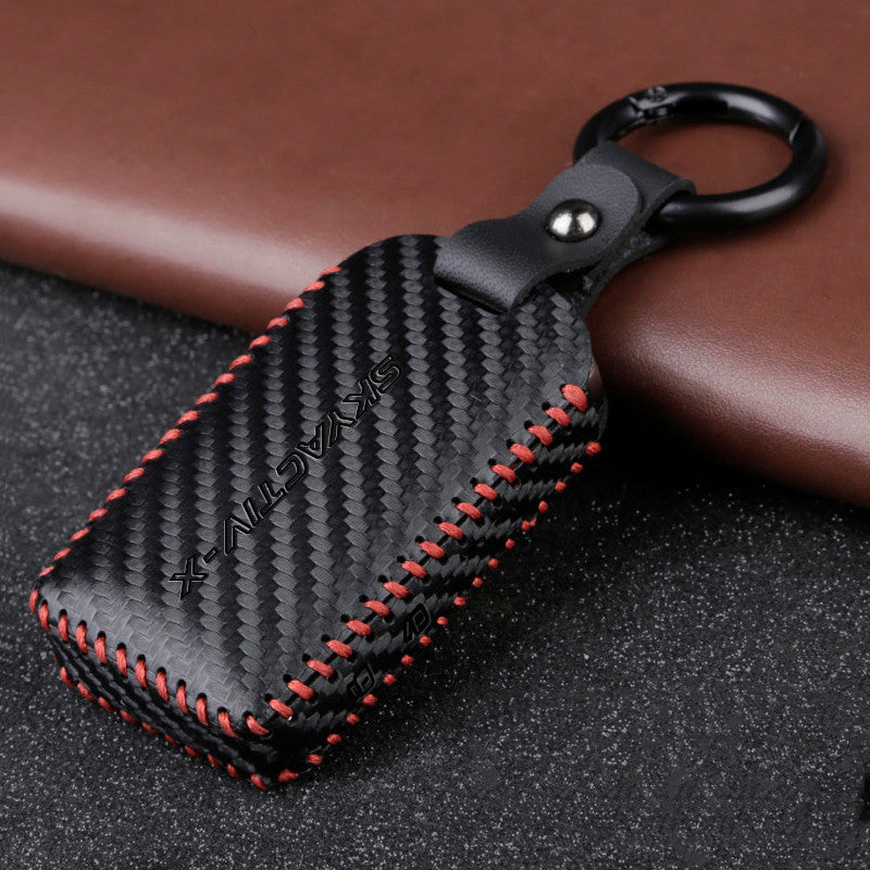 Car Leather Key Case – Luxury Protective Key Cover Shell with Key Ring