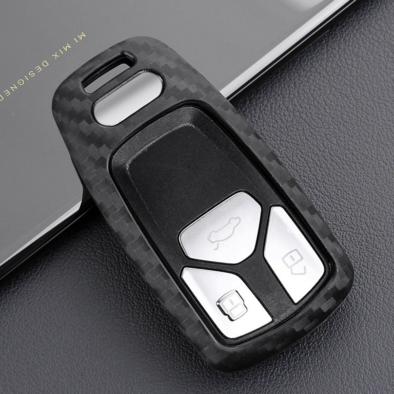 Carbon Fiber Silicone Car Key Case – Anti-Fall Protective Key Cover Shell