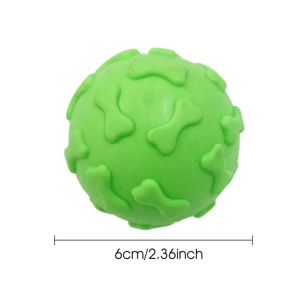 Squeaky Dog Toy for Aggressive Chewers – Durable Food-Grade Chew Ball with Bone Pattern | Enrichment Toy for Puppies & Dogs