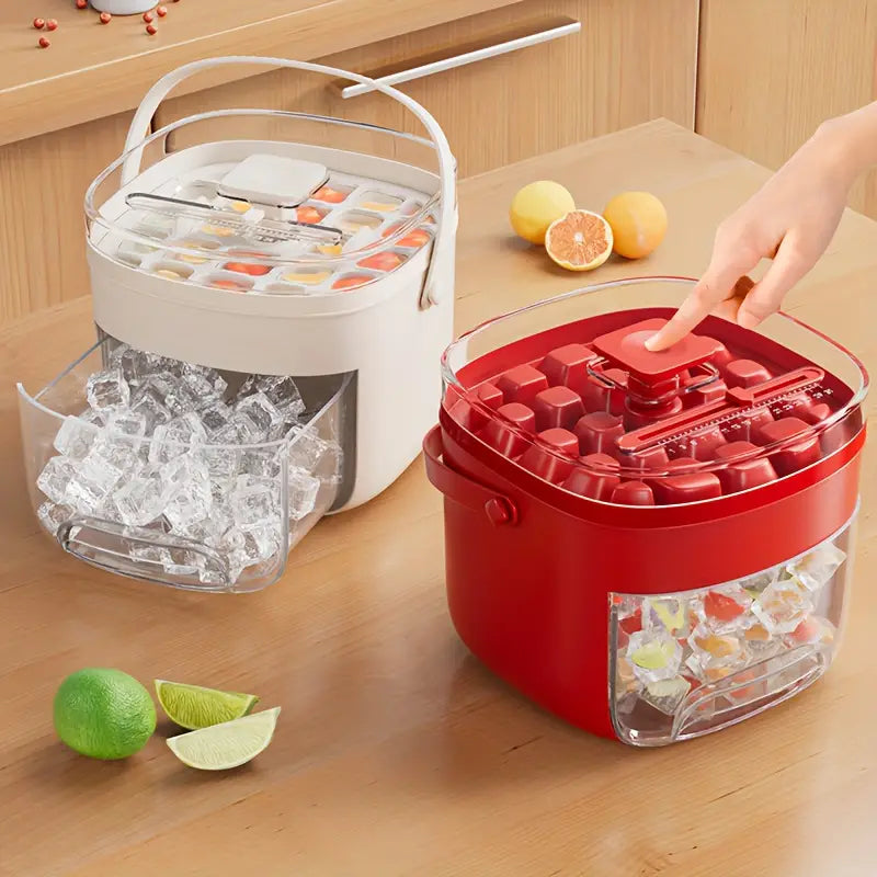 Press-Type Portable Ice Tray – Large-Capacity 48-Cube Ice Maker, Food-Grade Plastic