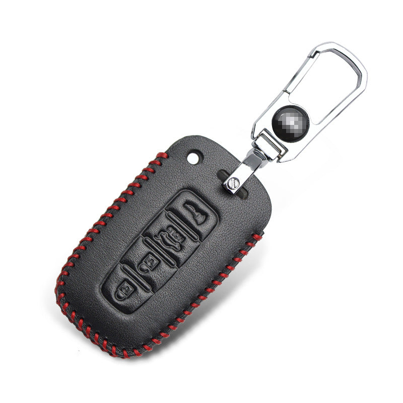 Car Key Genuine Leather Case Cover – First Layer Cowhide Protective Cover for Kia Smart & Folding Keys