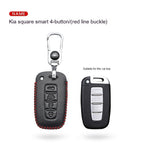 Car Key Genuine Leather Case Cover – First Layer Cowhide Protective Cover for Kia Smart & Folding Keys