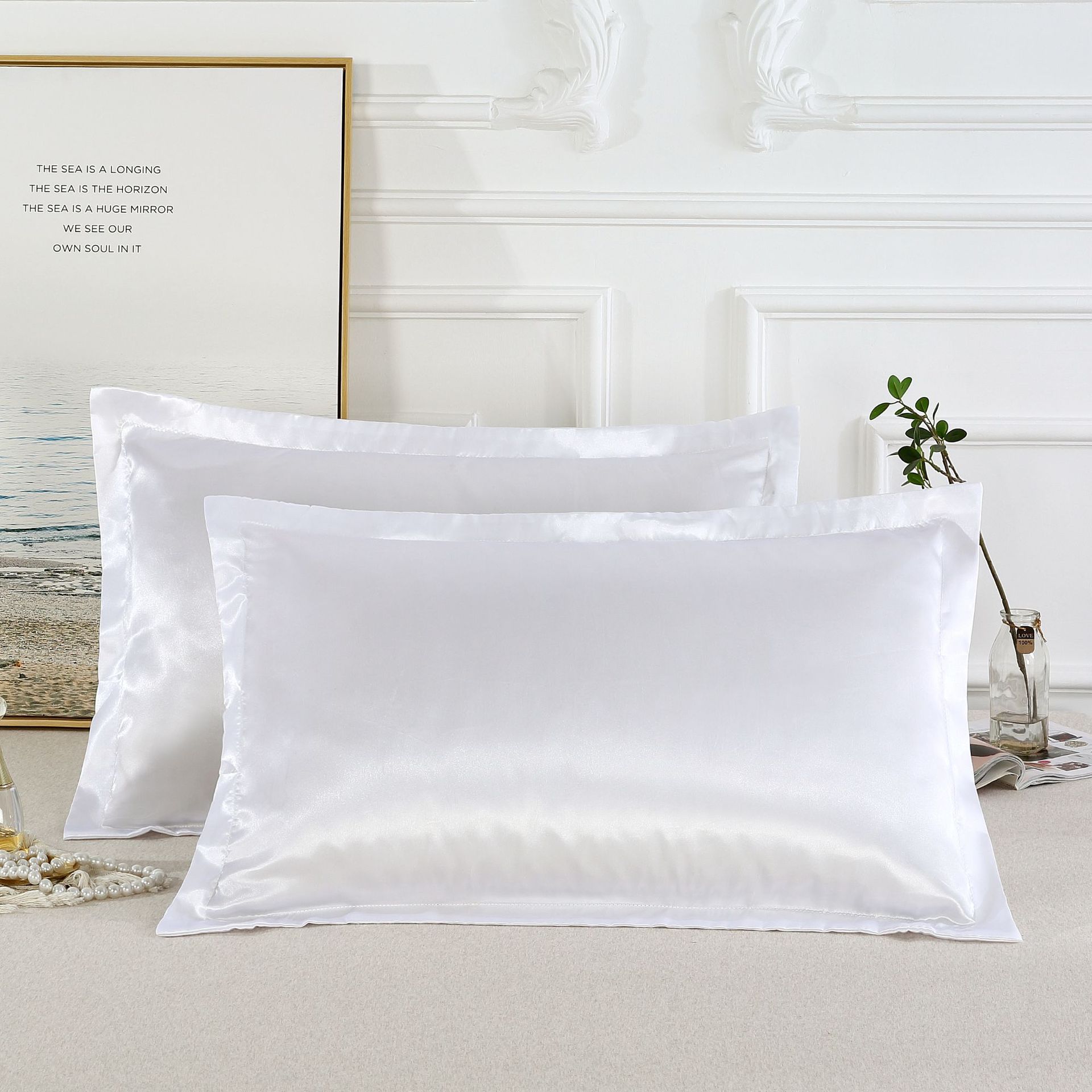 Pure Color Silk Pillowcase – Soft Luxury Single Pillow Cover for Hair & Skin