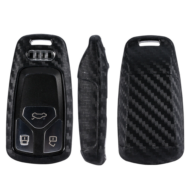 Carbon Fiber Silicone Car Key Case – Anti-Fall Protective Key Cover Shell