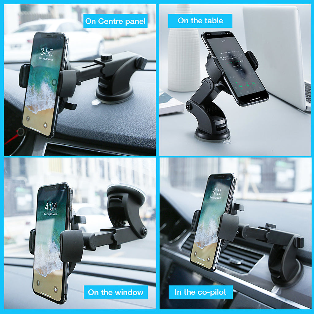 Car Phone Holder Long Rod Telescopic Dashboard Suction Cup Mount – Adjustable Mobile Stand
