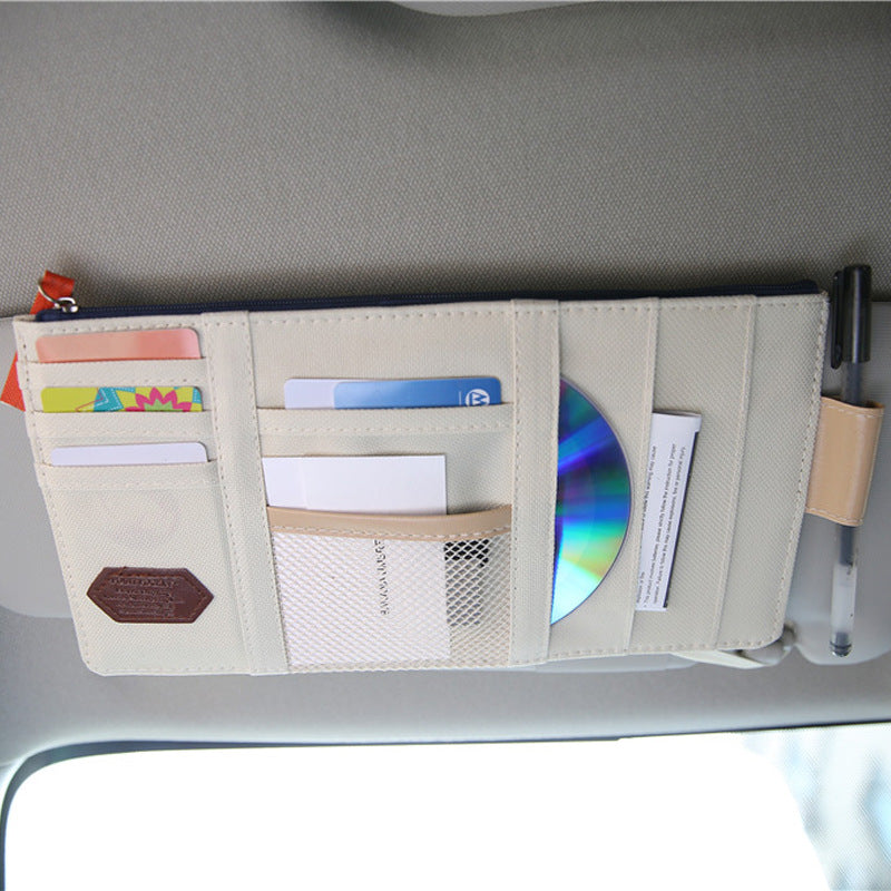 PU Car Storage Bag – Multifunctional Sun Visor Organizer for IDs, Glasses, and Tickets