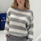 Women’s Loose Striped Pullover Sweater – Long Sleeve Casual Knitted Top for Everyday Wear