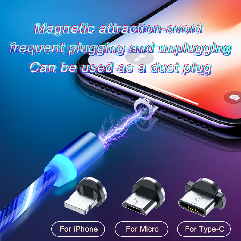 Magnetic LED Charging Cable – Fast Charging Micro USB & Type-C Cable with Light-Up Connector