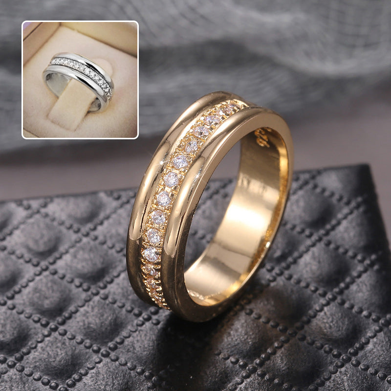 Simple Gold & Silver Rhinestone Ring – Copper Plated Fashion Jewelry for Women