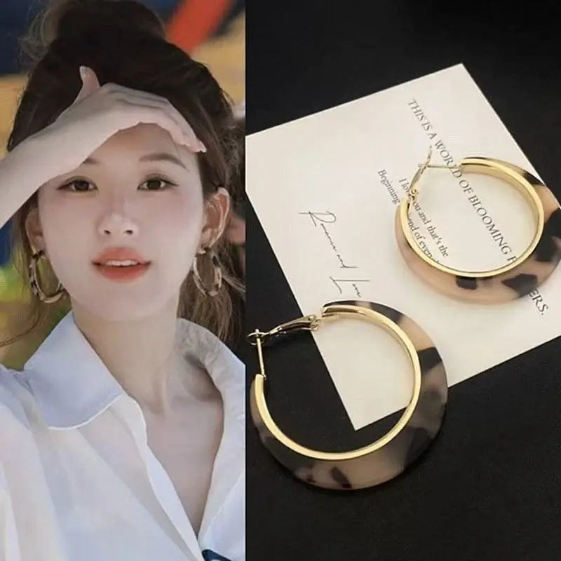 Leopard Print Earrings for Women – Fashionable Hawksbill Metal Hoop Earrings | Party & Gift Jewelry Accessory