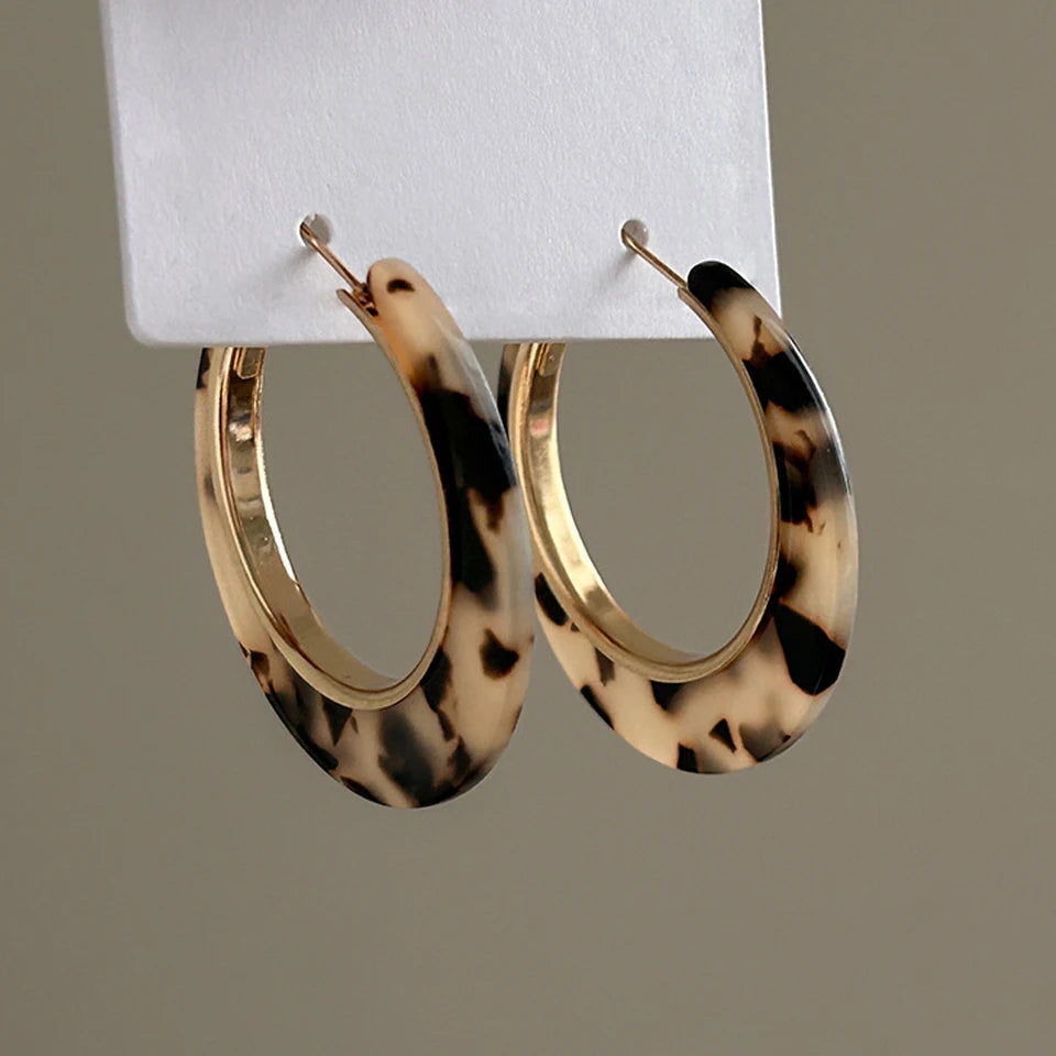 Leopard Print Earrings for Women – Fashionable Hawksbill Metal Hoop Earrings | Party & Gift Jewelry Accessory