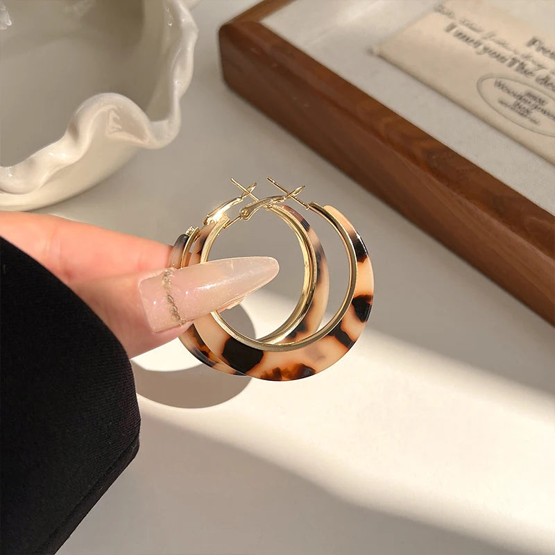 Leopard Print Earrings for Women – Fashionable Hawksbill Metal Hoop Earrings | Party & Gift Jewelry Accessory