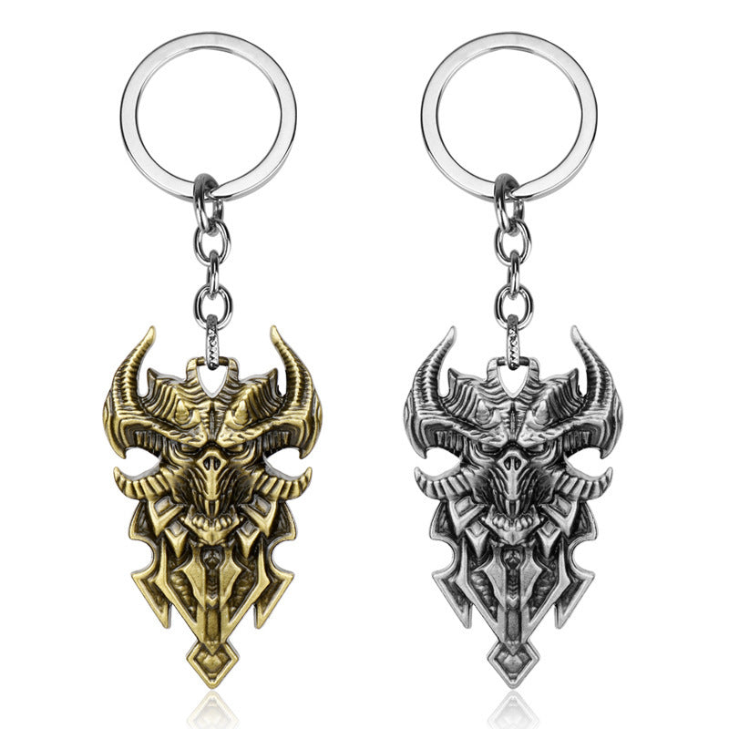 Sheep’s Head Shield Keychain Pendant – Electroplated Alloy Constellation Keychain Jewelry