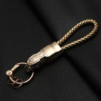 Braided Rope Leopard Head Keychain – Alloy Metal Key Ring for Men & Couples Pendant