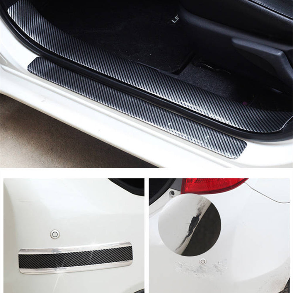 Carbon Fiber Pattern Car Door Sill Sticker – 1M Decorative & Protective Bumper Strip