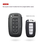 Car Key Genuine Leather Case Cover – First Layer Cowhide Protective Cover for Kia Smart & Folding Keys