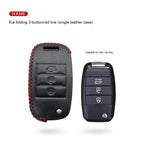 Car Key Genuine Leather Case Cover – First Layer Cowhide Protective Cover for Kia Smart & Folding Keys